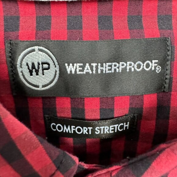 Red Black Gingham Short Sleeve Button Down Stretch Shirt Men’s XL - Picture 4 of 9